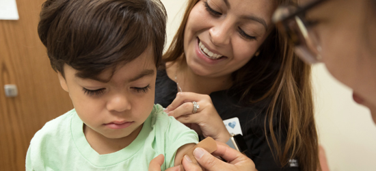 Child receiving medical care. 