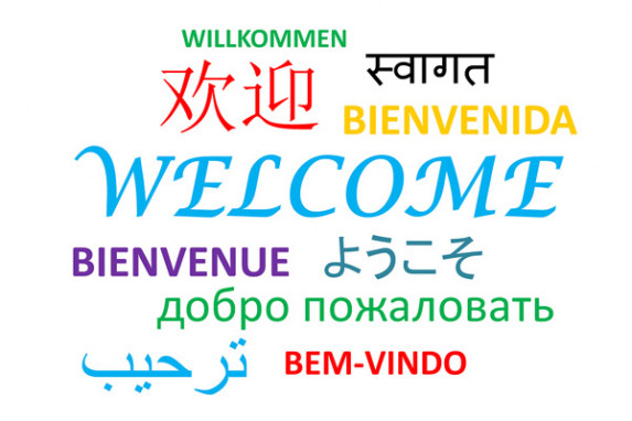 The word welcome in different languages.